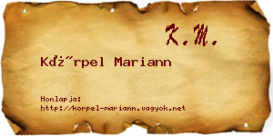 Körpel Mariann névjegykártya