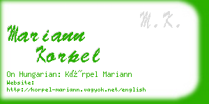 mariann korpel business card